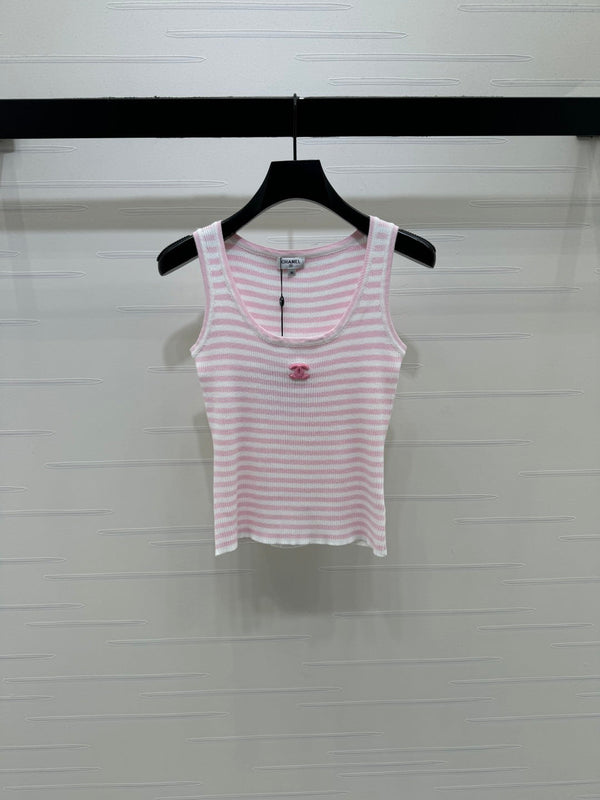 CC Logo Striped Ribbed Tank Top Wool 406478