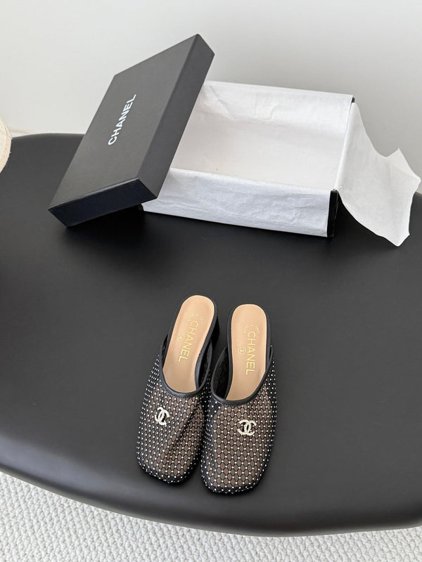 CC Coco Beach 26 CC Logo Mesh Mules Black Mesh 915141