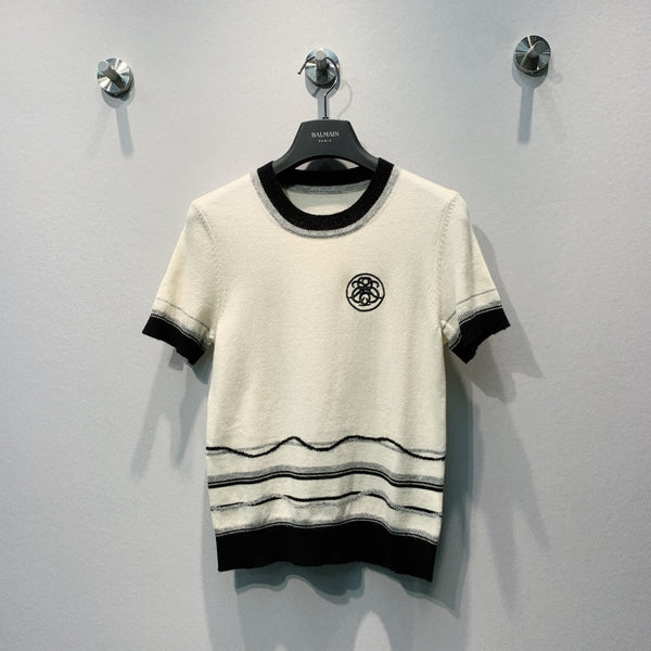 HM Ex-Libris Short-Sleeve Sweater Cream Cashmere 700025