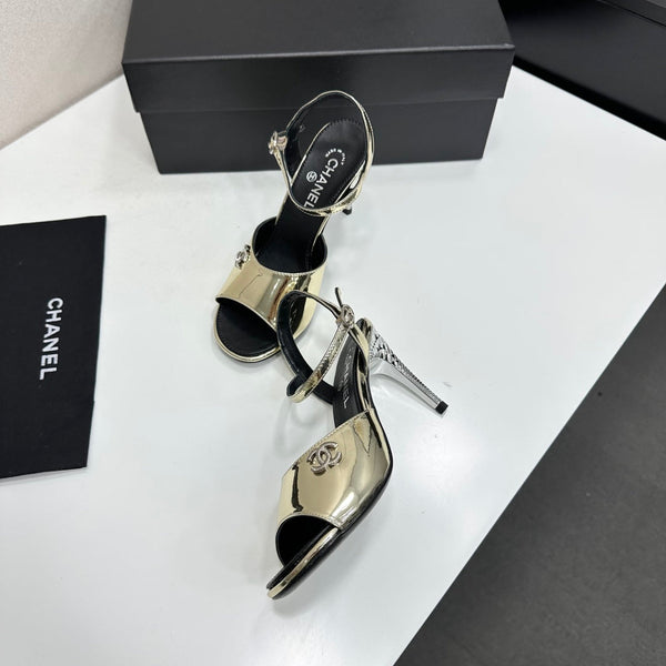 CC Slingback Heel Sandals Gold Mirror Leather 925714