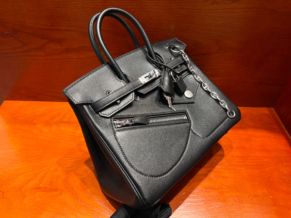 HM Limited Edition Birkin Rock 25cm Handbag Black Evergrain