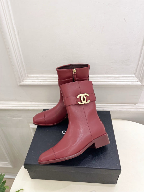 CC Double C Ankle Boots 3.5CM Burgundy Leather 946900
