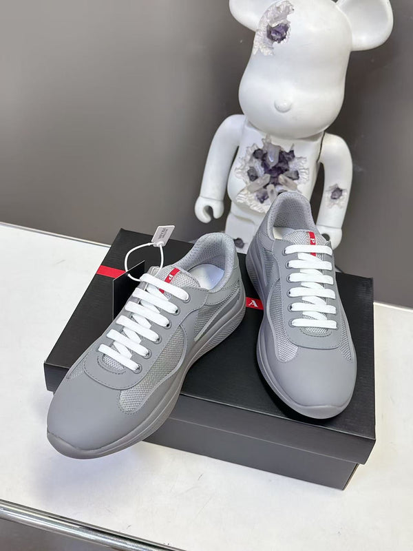 Prad America's Cup Logo Tag Sneakers Grey Soft Rubber & Bike Fabric 951927