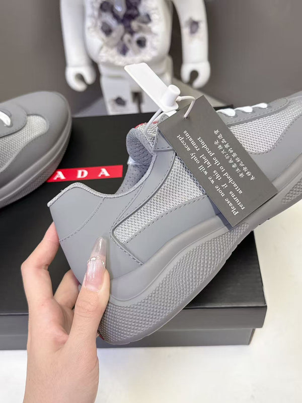 Prad America's Cup Logo Tag Sneakers Grey Soft Rubber & Bike Fabric 951927