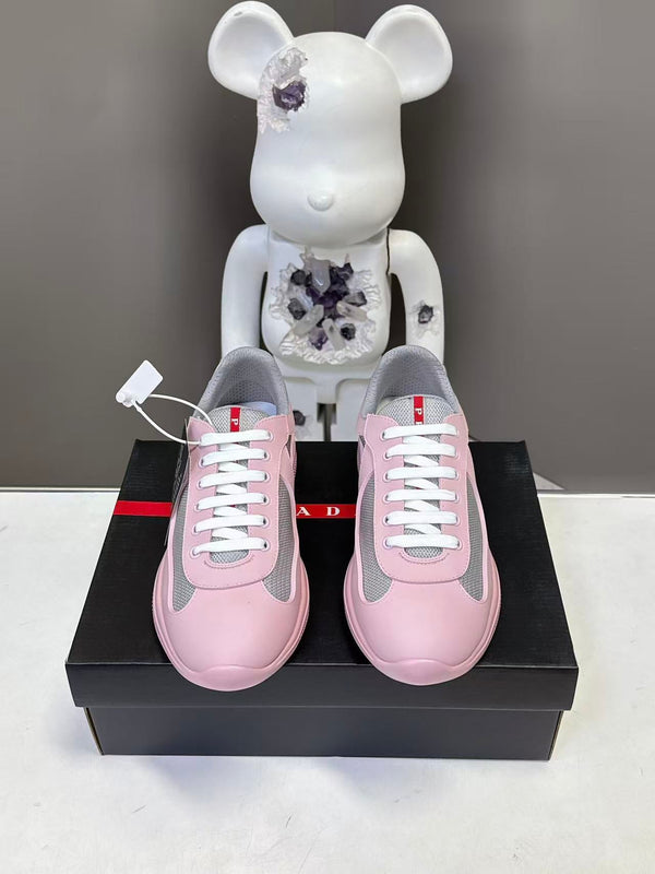 Prad America's Cup Logo Tag Sneakers Pink Soft Rubber & Bike Fabric 951923