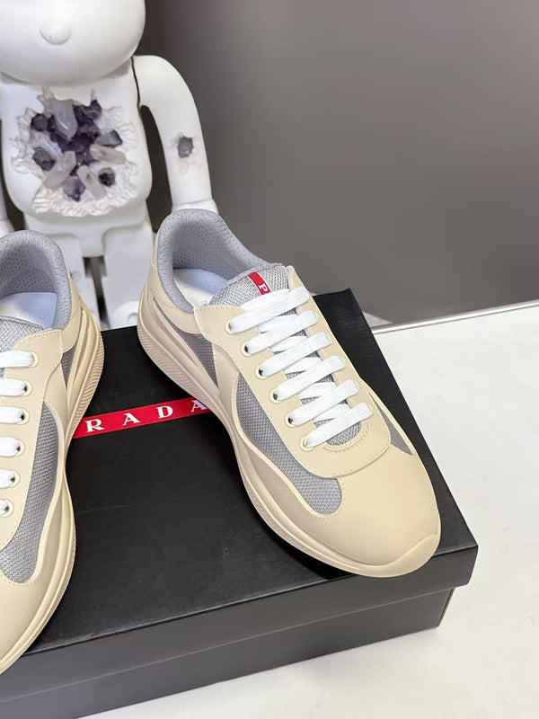 Prad America's Cup Logo Tag Sneakers Cream Soft Rubber & Bike Fabric 951922