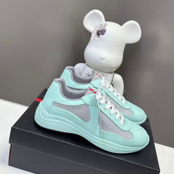 Prad America's Cup Logo Tag Sneakers Mint Blue Soft Rubber & Bike Fabric 951920