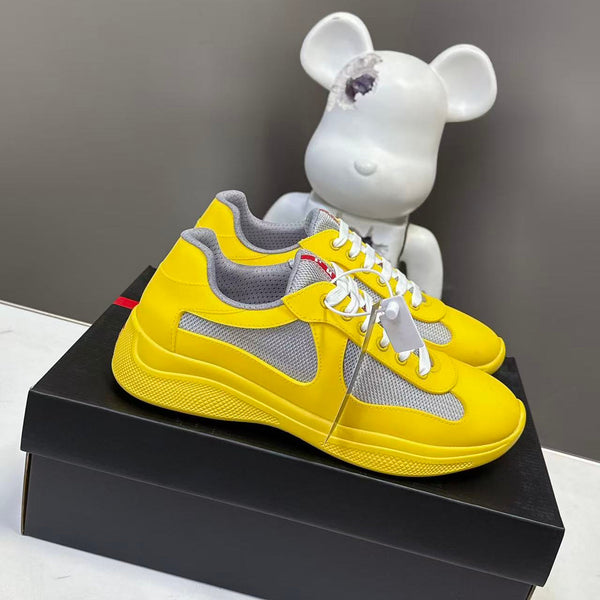 Prad America's Cup Logo Tag Sneakers Yellow Soft Rubber & Bike Fabric 951919