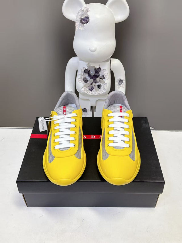 Prad America's Cup Logo Tag Sneakers Yellow Soft Rubber & Bike Fabric 951919