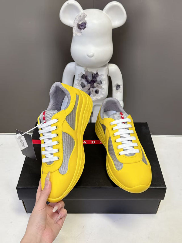 Prad America's Cup Logo Tag Sneakers Yellow Soft Rubber & Bike Fabric 951919