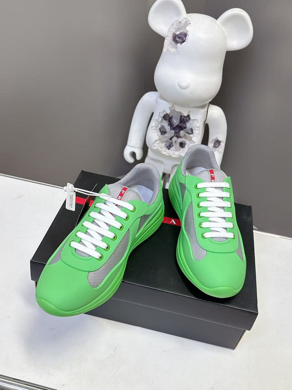 Prad America's Cup Logo Tag Sneakers Green Soft Rubber & Bike Fabric 951918
