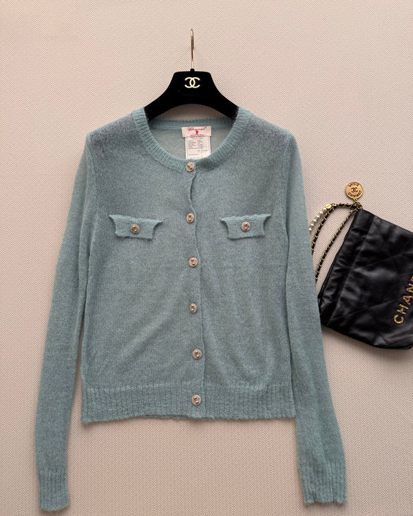 CC Round-Neck Cardigan Gold Buttons Knit 417876