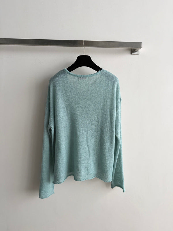 CC V-Neck Sequin Blue Knit Sweater 417716