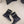 CC Mid-Calf Boots 4CM Pearl Chain Gold Charm Black Knit & Leather 961502