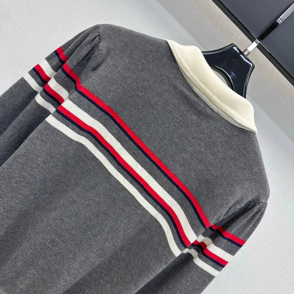 Miu Striped Knit Sweater Peter Pan Collar Wool 418716
