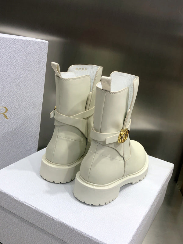CD Empreinte Ankle Boots 1.5CM Buckle Milky White Leather 965383