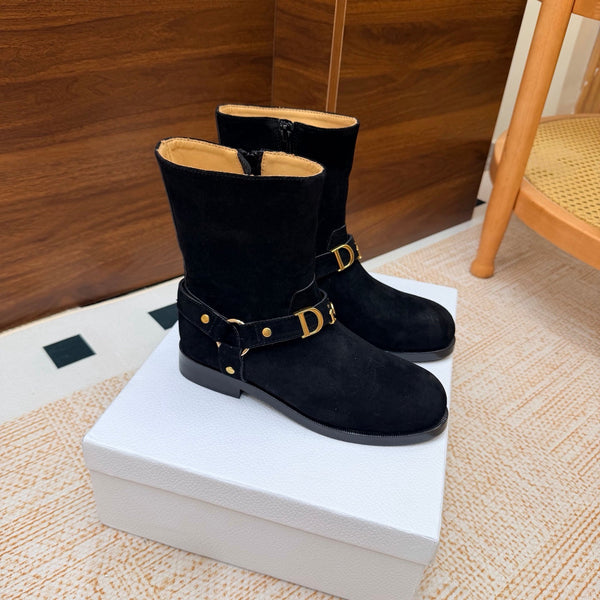 CD Bolt Ankle Boots Strap Black Suede 973985