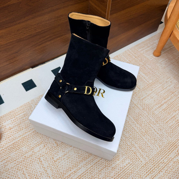 CD Bolt Ankle Boots Strap Black Suede 973985