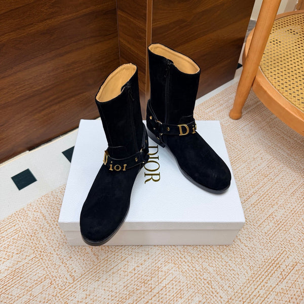 CD Bolt Ankle Boots Strap Black Suede 973985