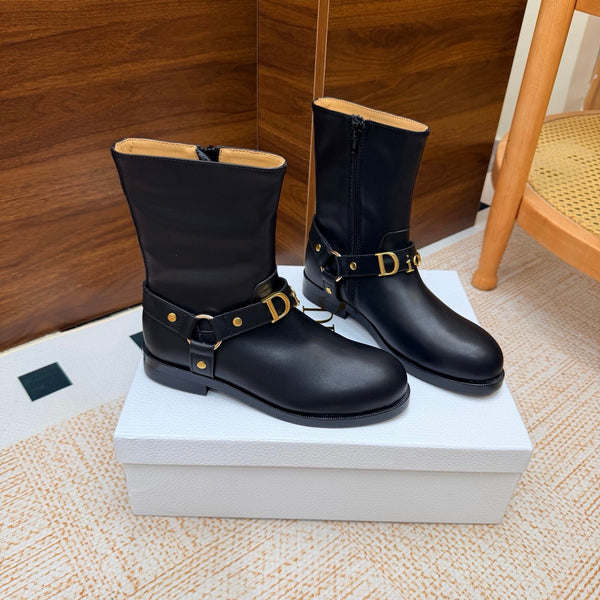 CD Bolt Ankle Boots Strap Black Leather 973983