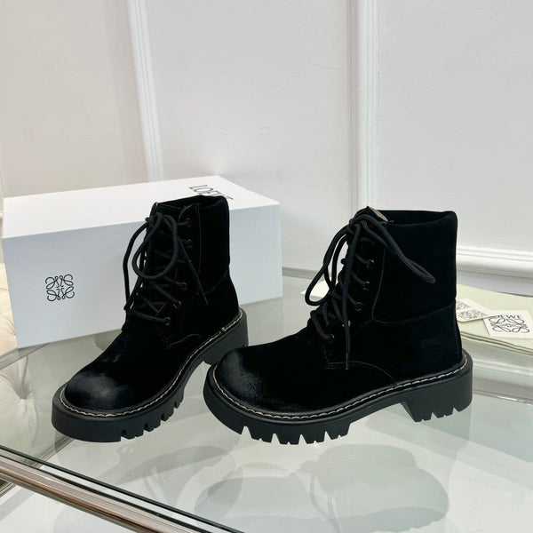 LW Sierra Combat Ankle Boots Black Suede 984780