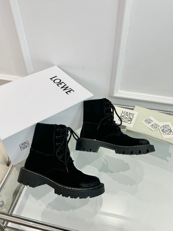 LW Sierra Combat Ankle Boots Black Suede 984780