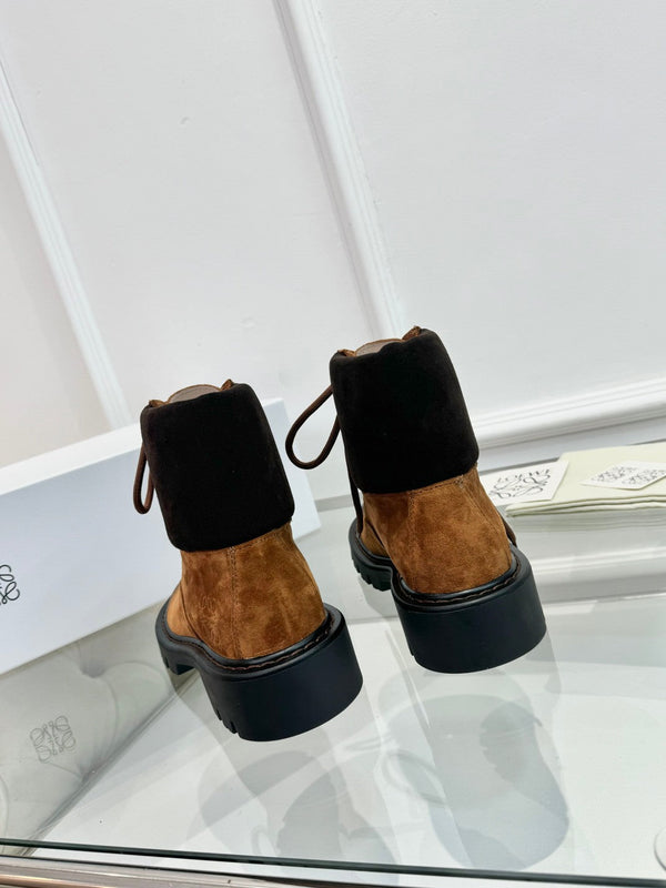 LW Sierra Combat Ankle Boots Brown Black Suede 984779
