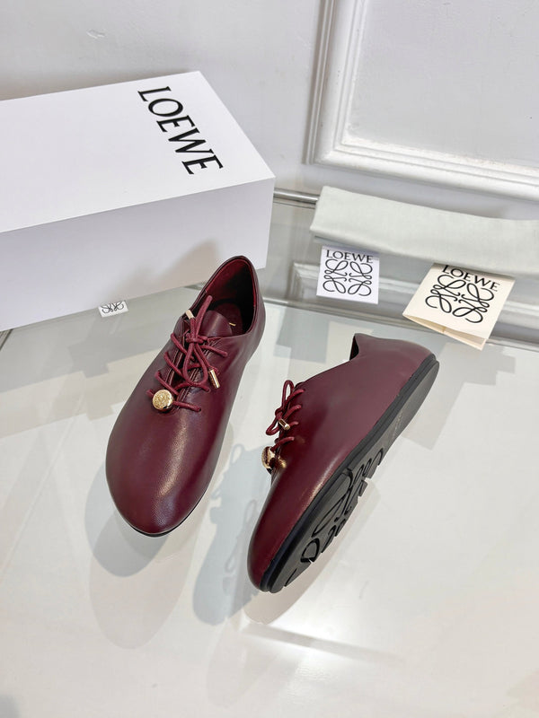 LW Pebble Lace-Up Shoes Burgundy Nappa Sheepskin 984748