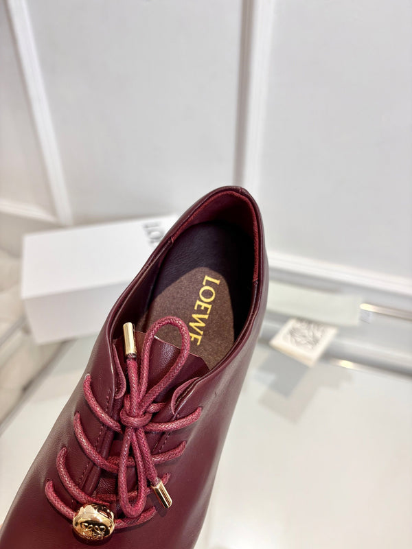 LW Pebble Lace-Up Shoes Burgundy Nappa Sheepskin 984748