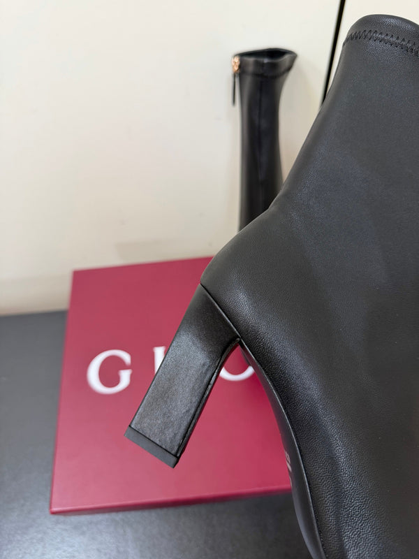 GG Signora Horsebit Ankle Boots 8.5CM Black Leather 984468