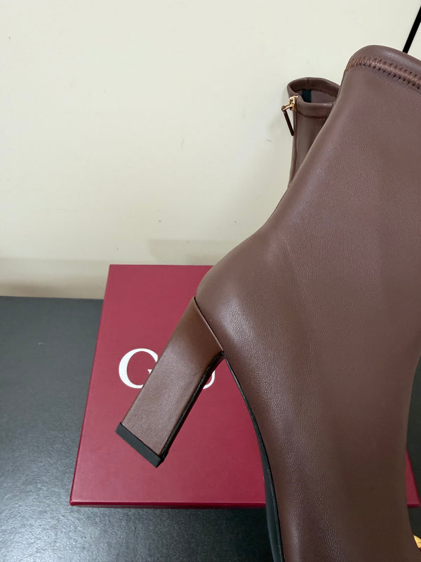 GG Signora Horsebit Ankle Boots 8.5CM Dark Chocolate Leather 984467