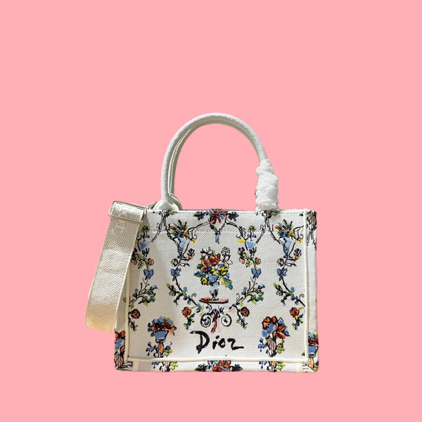 CD Book Tote Floral Embroidery Canvas 164660