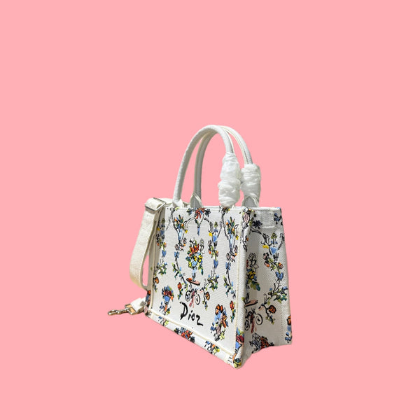 CD Book Tote Floral Embroidery Canvas 164660