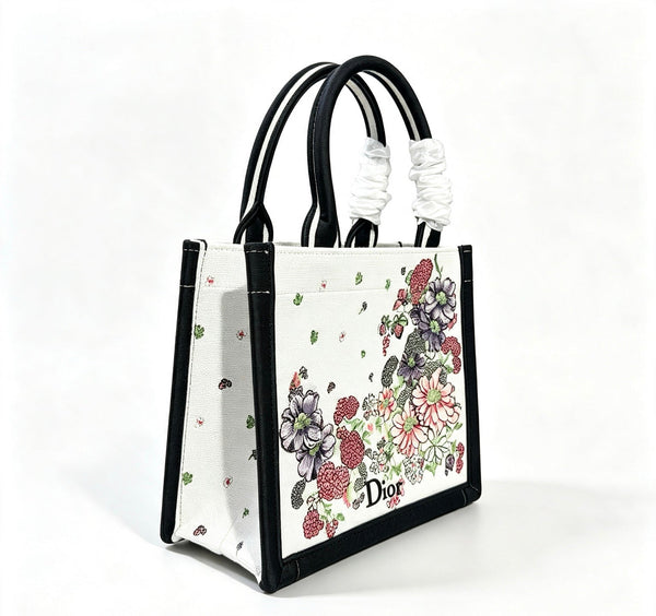 CD Book Tote With Strap Dior Hortensia Garden Embroidery Canvas 163495