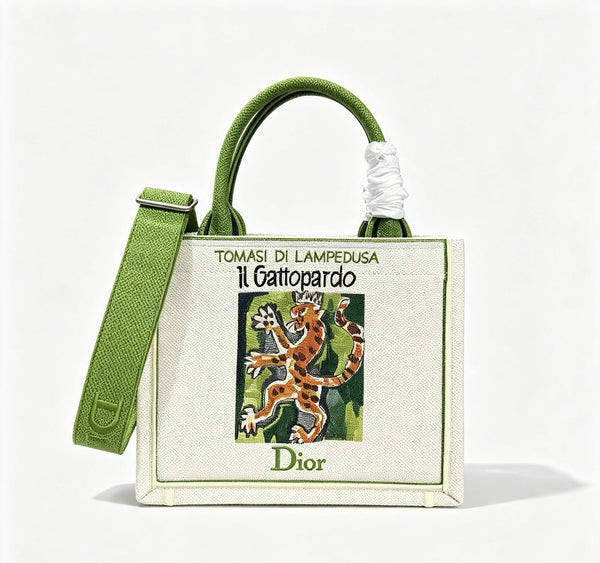CD Book Tote Il Gattopardo Embroidery Beige Multicolor Canvas 263520
