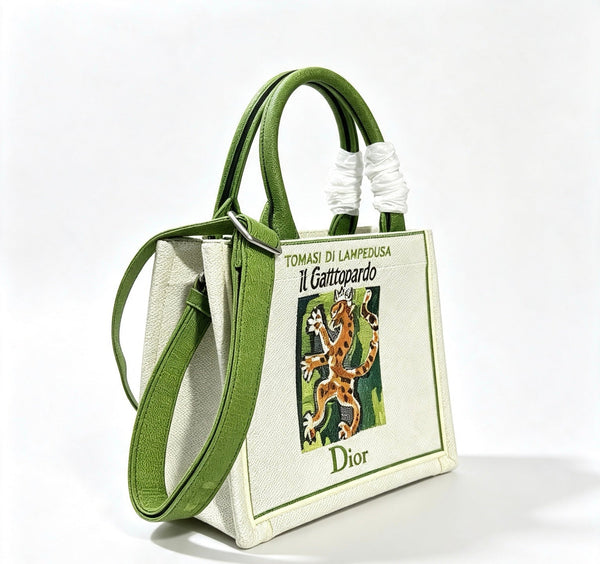 CD Book Tote Il Gattopardo Embroidery Beige Multicolor Canvas 263520