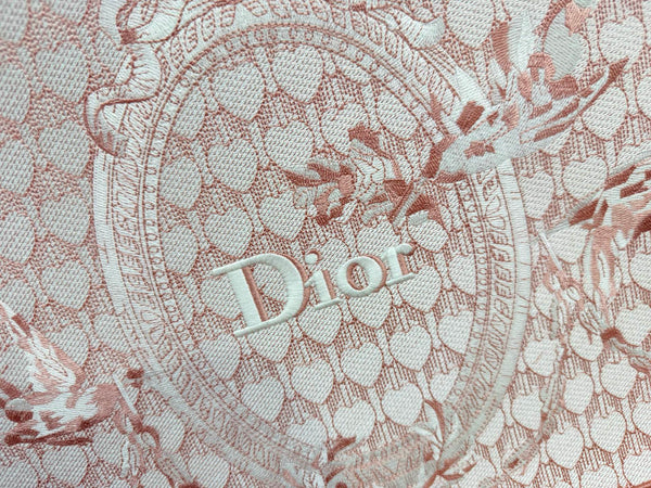 CD Book Tote With Strap Toile de Jouy Floral Garden Embroidery Pink Canvas 164666