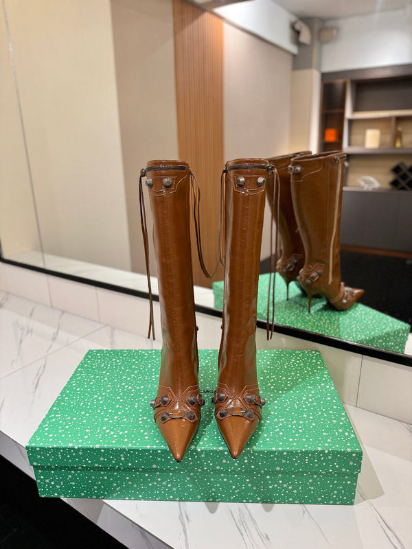 BLC Cagole Knee-High Boots 9.5cm Brown Leather 985497
