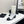 CC Mid-Calf Sock Boots White Leather Stretch Knit 985655