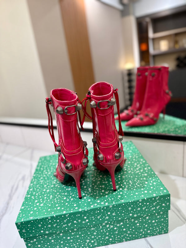 BLC Cagole Mid-Calf Boots 9.5cm Dark Pink Leather 985490