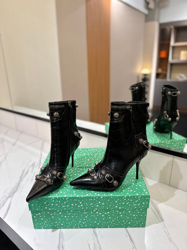 BLC Cagole Mid-Calf Boots 9.5cm Black Leather 985489