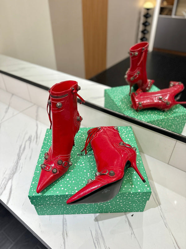 BLC Cagole Mid-Calf Boots 9.5cm Red Leather 985488