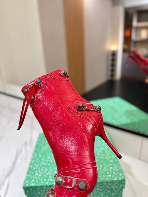 BLC Cagole Mid-Calf Boots 9.5cm Red Leather 985488