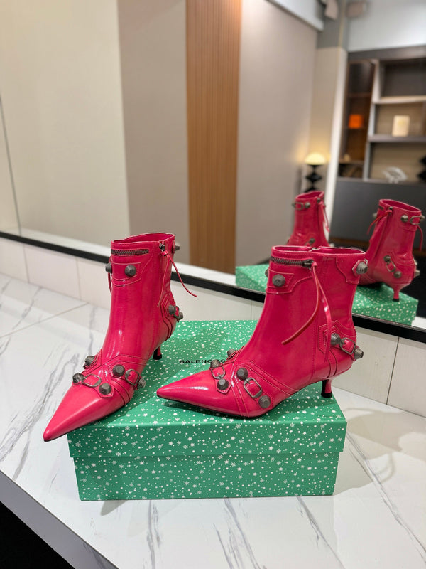 BLC Cagole Mid-Calf Boots 5cm Dark Pink Leather 985481