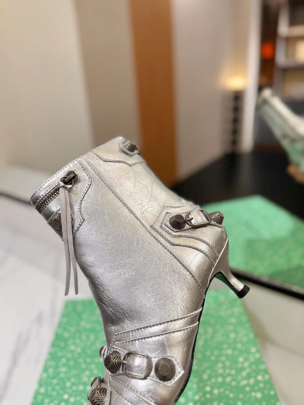 BLC Cagole Mid-Calf Boots 5cm Silver Leather 985480