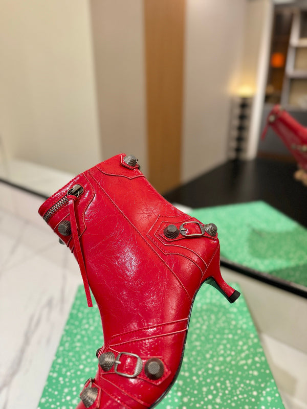 BLC Cagole Mid-Calf Boots 5cm Red Leather 985479