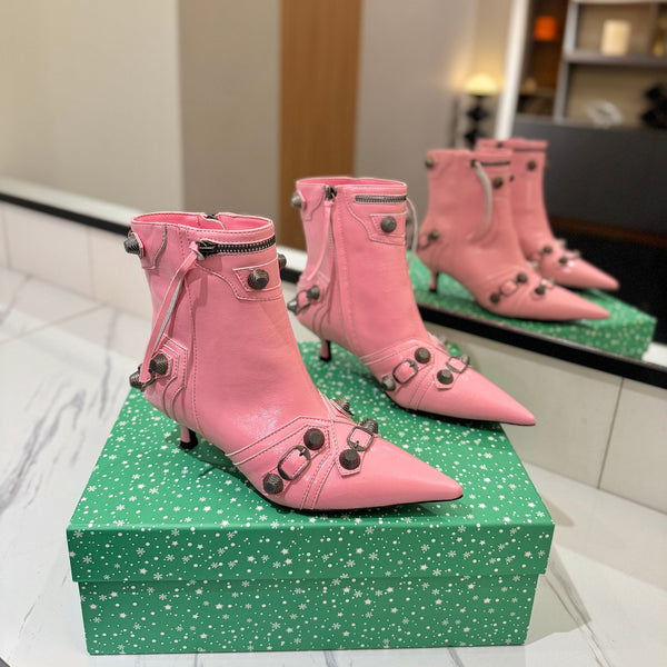 BLC Cagole Mid-Calf Boots 5cm Pink Leather 985478