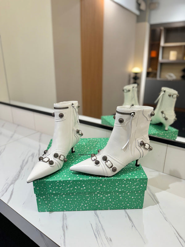 BLC Cagole Mid-Calf Boots 5cm White Leather 985477