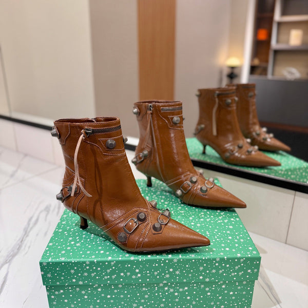 BLC Cagole Mid-Calf Boots 5cm Brown Leather 985474