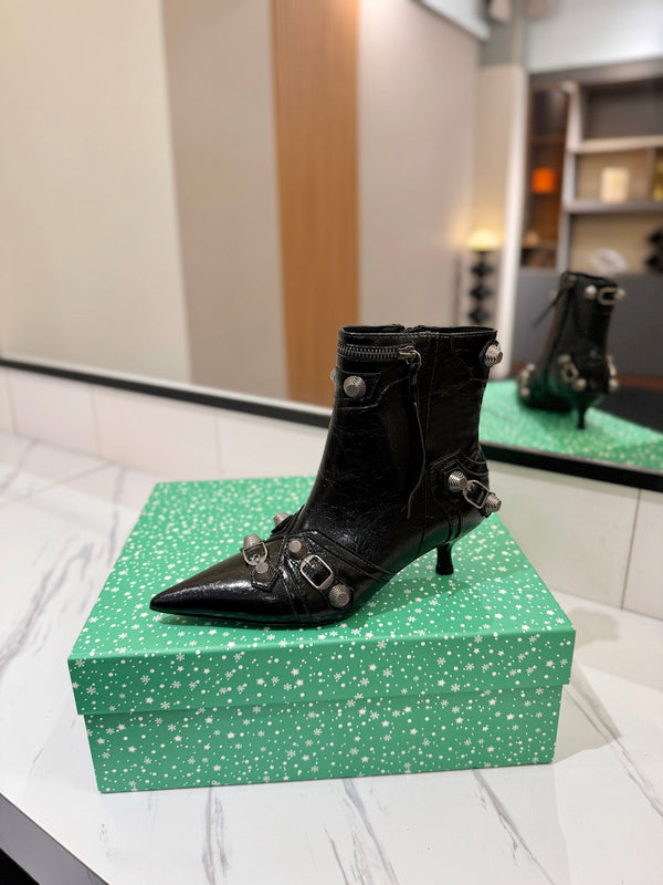 BLC Cagole Mid-Calf Boots 5cm Black Leather 985473